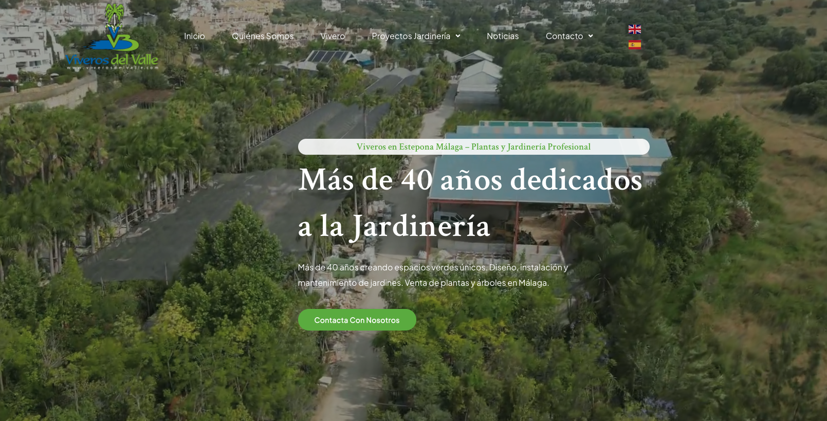 Captura de la web de Viveros del Valle