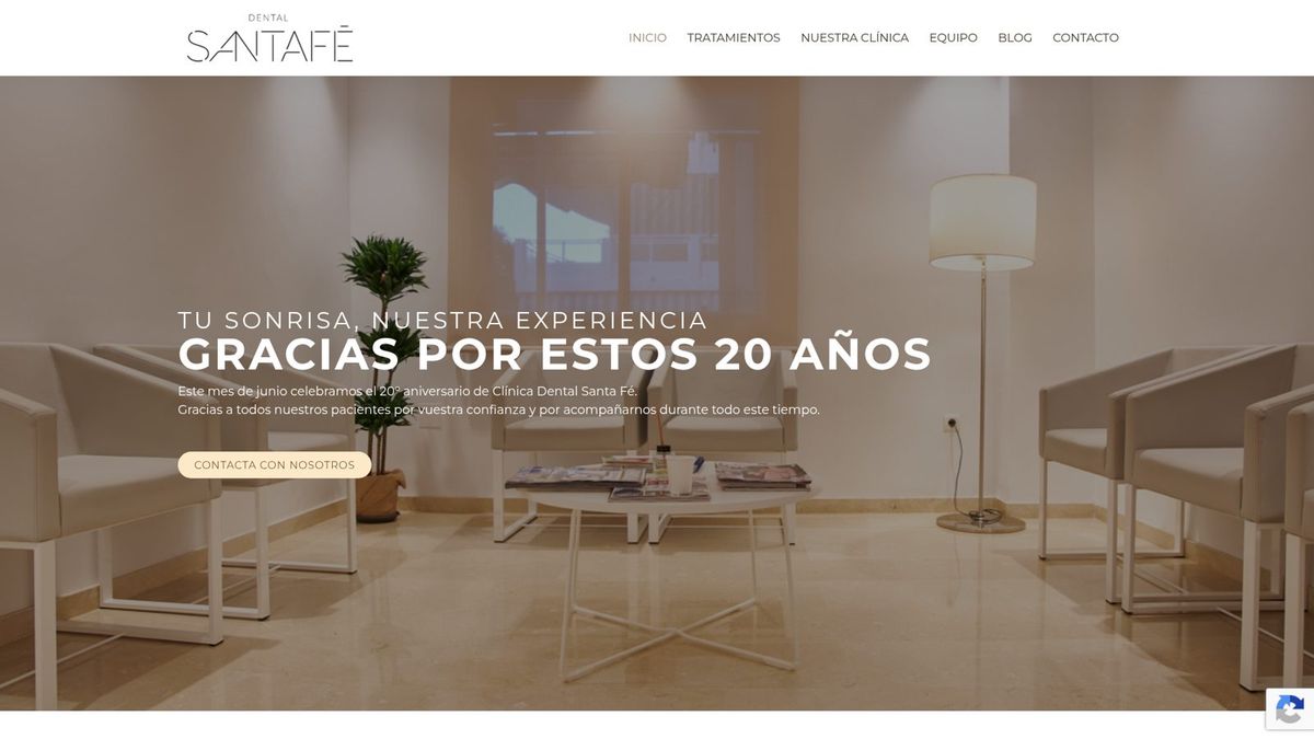 Captura de la web de Clínica Dental Santa Fe