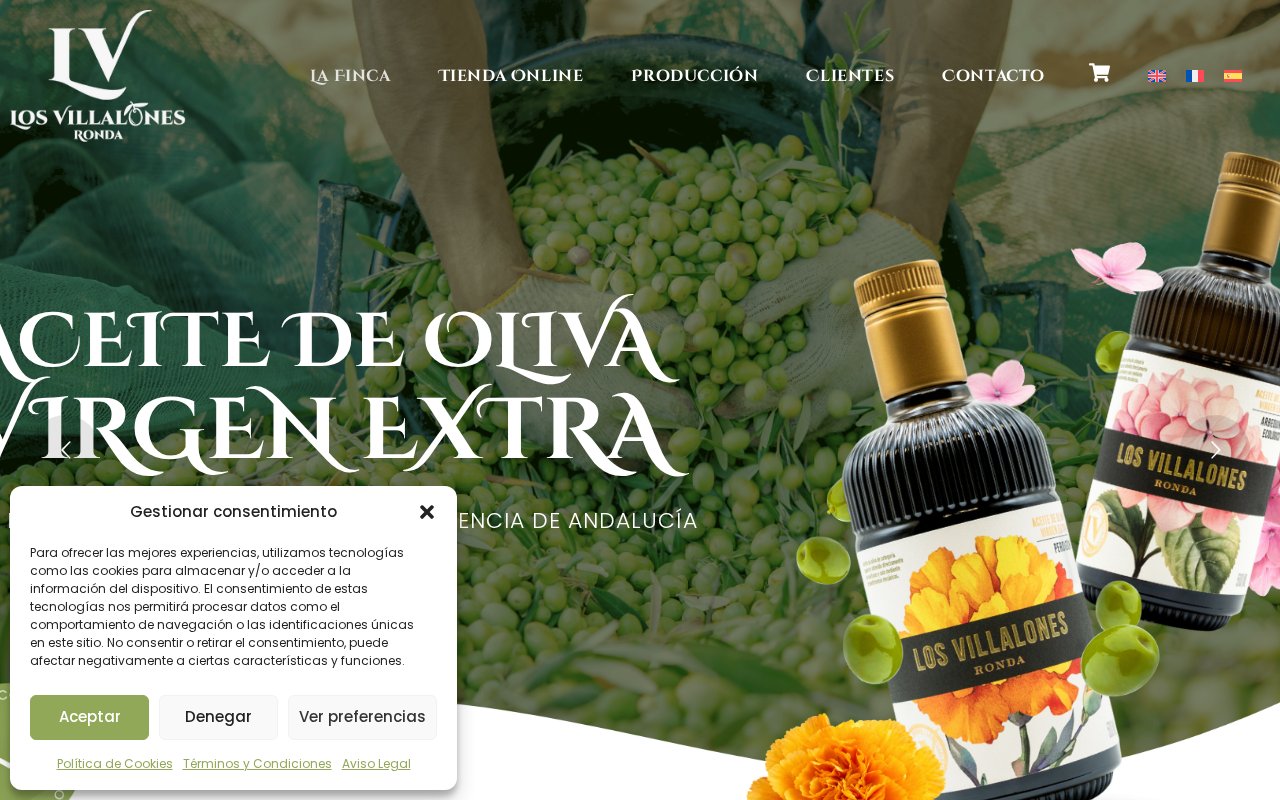 Captura de la web de Aceites Los Villalones