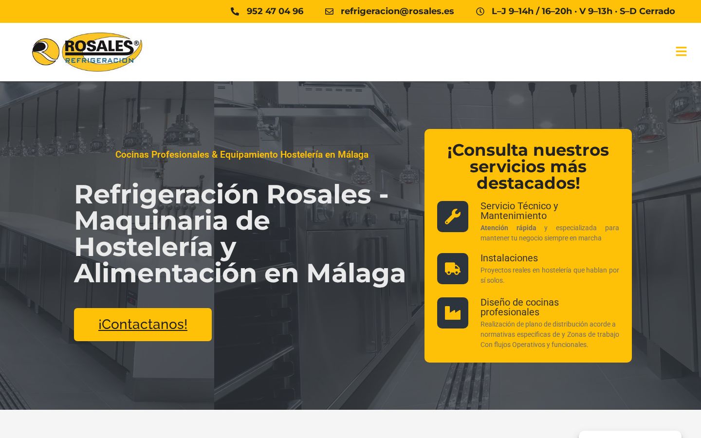 Captura de la web de Refrigeración Rosales
