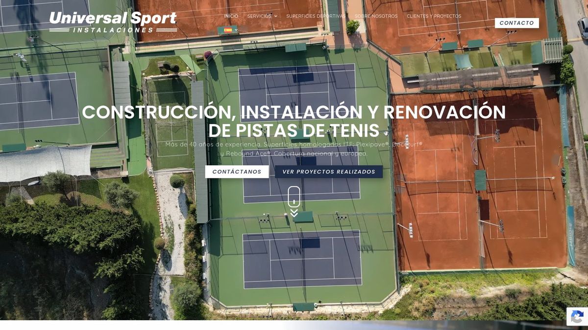 Captura de la web de Universal Sport Instalaciones